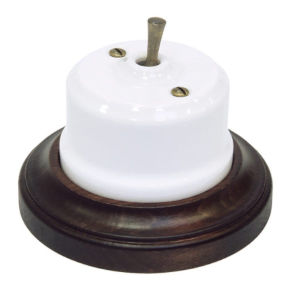 Тумблерный ретро выключатель Белый/Бронза Lindas 34410-B / 1 Группа света