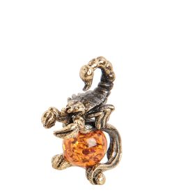 Народные промыслы AM- 320 Фигурка «Знак зодиака - Скорпион» (латунь, янтарь)