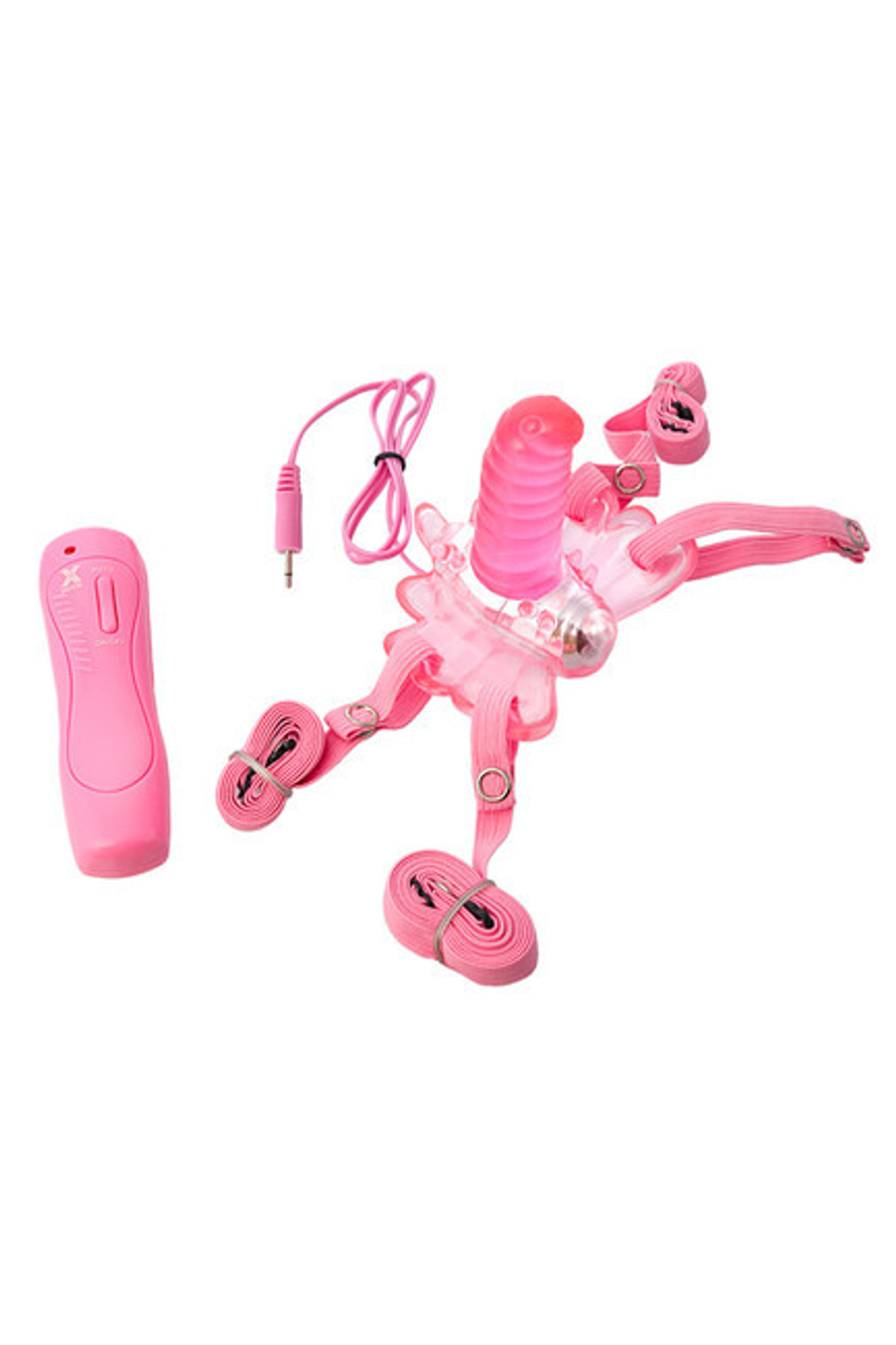 Вибробабочка на ремешках Butterfly ( 7 режимов ) (Цвет: розовый)