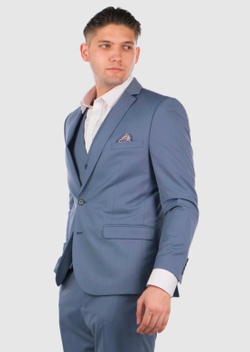 Мужской костюм тройка (серо-синий) А106