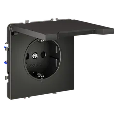 Розетка встраиваемая VOLTUM S70 с заземлением, защитными шторками и крышкой 16А, (титан)