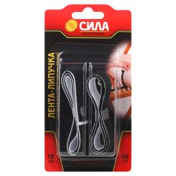 Лента СИЛА THL72-07 липучка самоклеящаяся 19мм х 46см, чёрная | Сила