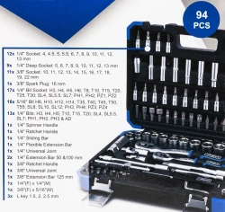 Набор инструментов 1/4'' 3/8'', 94пр. (6-гран) Scheppach Sch-4941-5DS