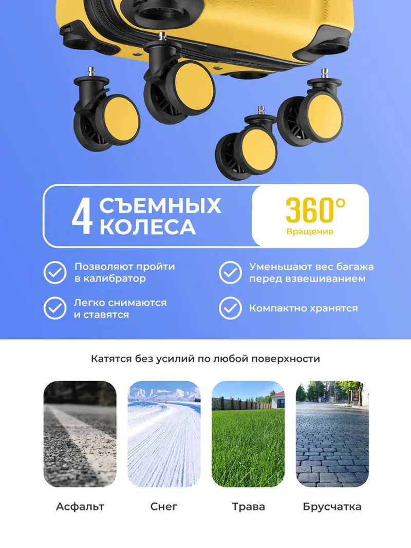 Чемодан Bonle размер XS Желтый