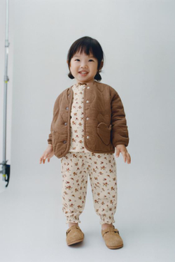 ZARA КУРТКА ФЛИСОВАЯ С СЕРДЕЧКАМИ, КОРИЧНЕВЫЙ