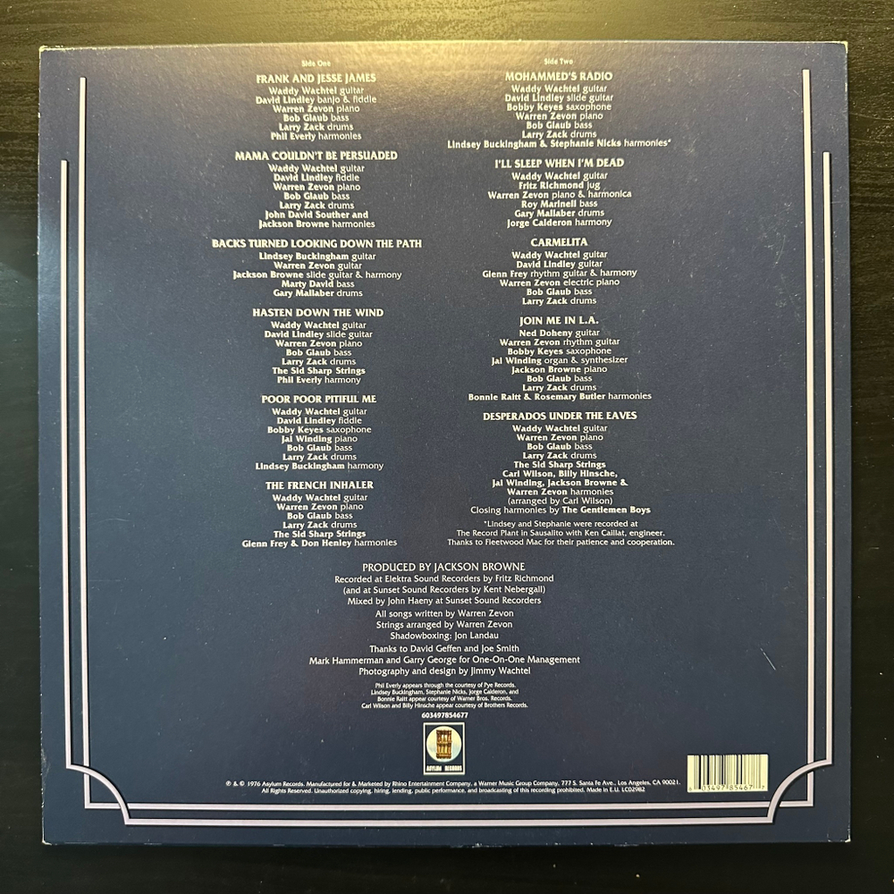 Warren Zevon - Warren Zevon (Европа 2019г.)