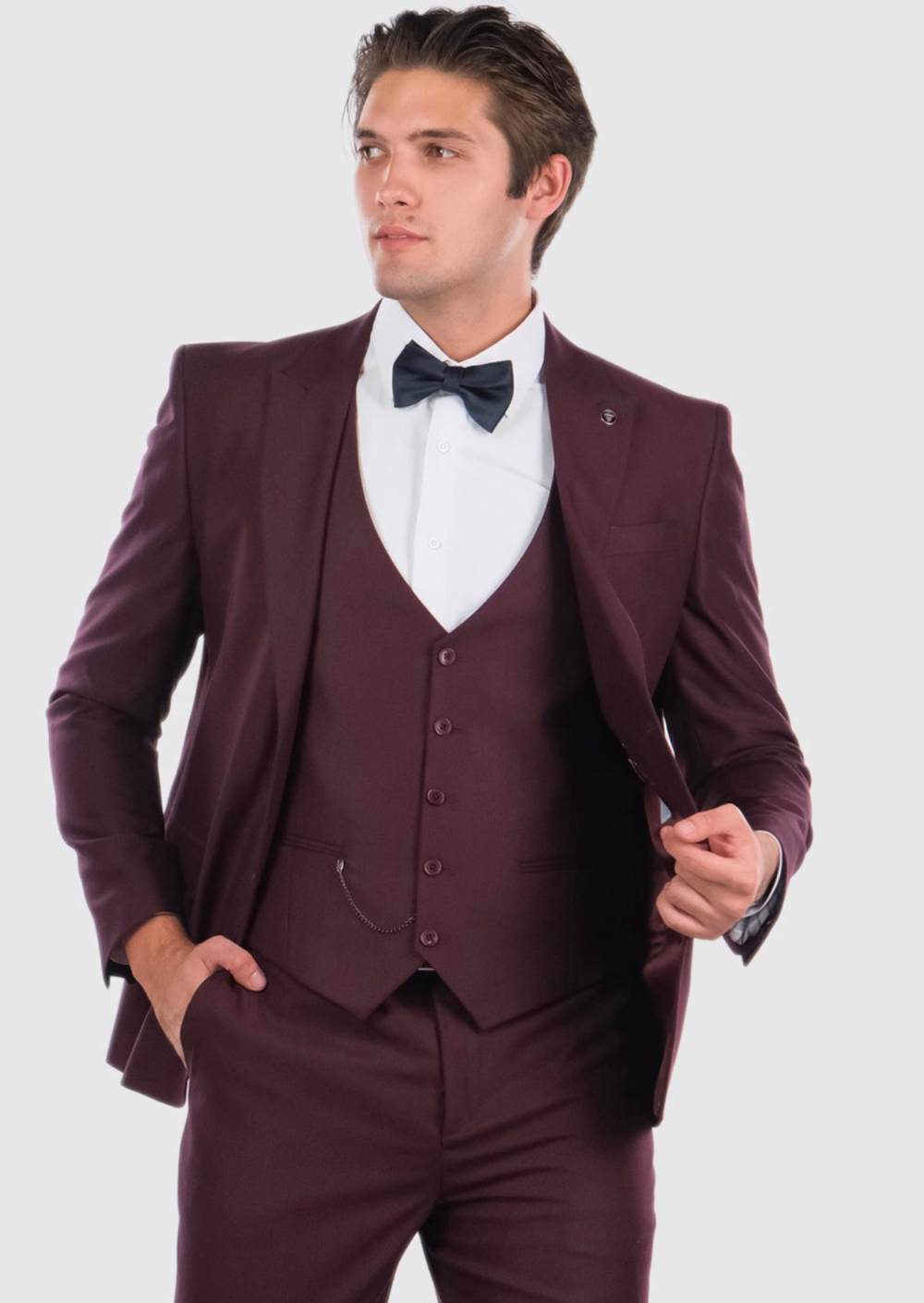 Мужской костюм тройка (бордовый) А93