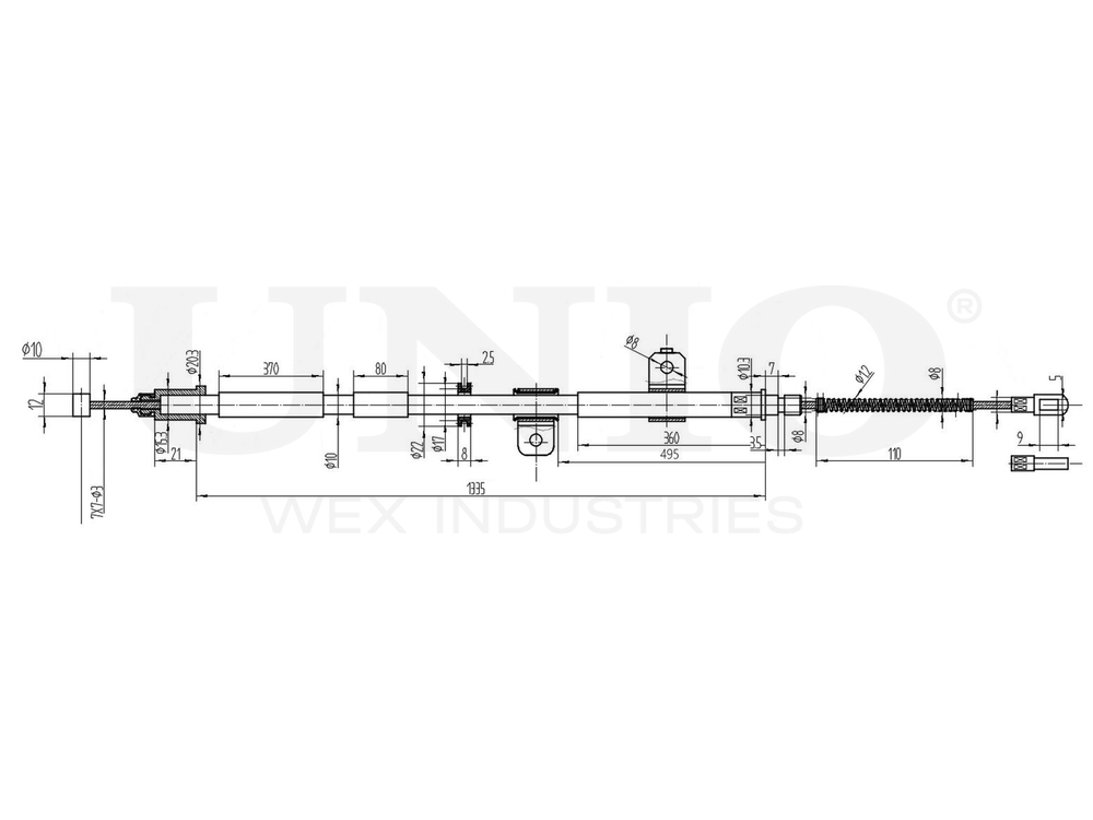 Трос стояночного тормоза задний правый UNIO CAB-60068