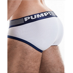 Мужские трусы брифы белые с синей вставкой PUMP! P3-M245
