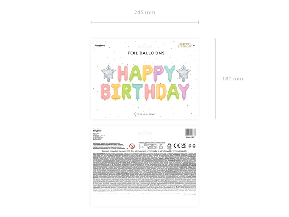 Шар-надпись "Happy Birthday" (пастельный)