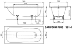 Стальная ванна 150х70 Kaldewei Saniform Plus 361-1 111600010001