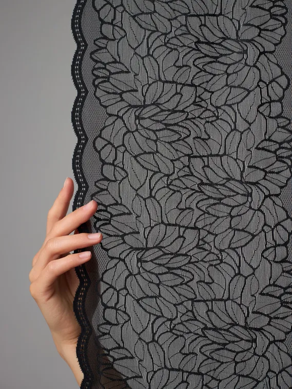 03-295 Кружево эластичное 22 см, черный 170