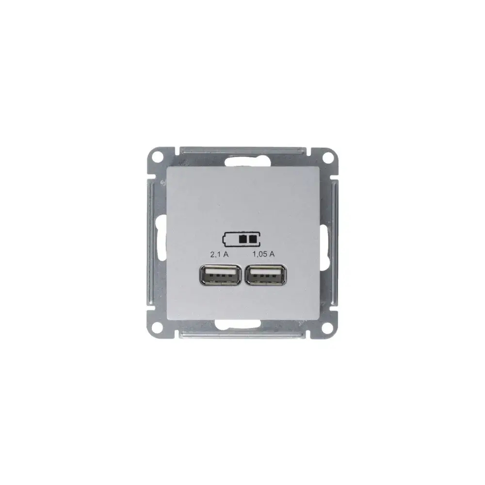 ATLASDESIGN USB РОЗЕТКА A+A, 5В/2,1А, 2х5В/1,05А, механизм, ЖЕМЧУГ