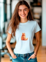 Футболка больших размеров с принтом кот