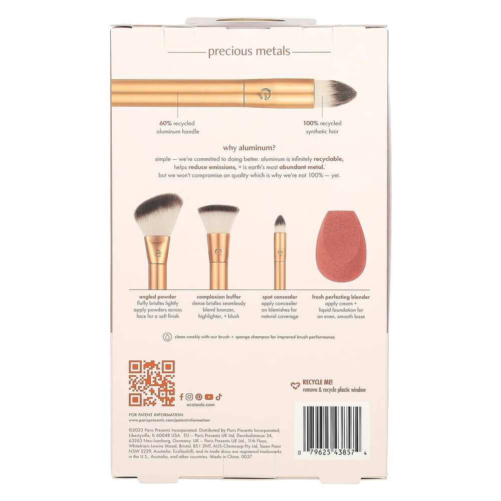 EcoTools, Precious Metals, Face Blend + Sculpt Set, набор из 4 предметов