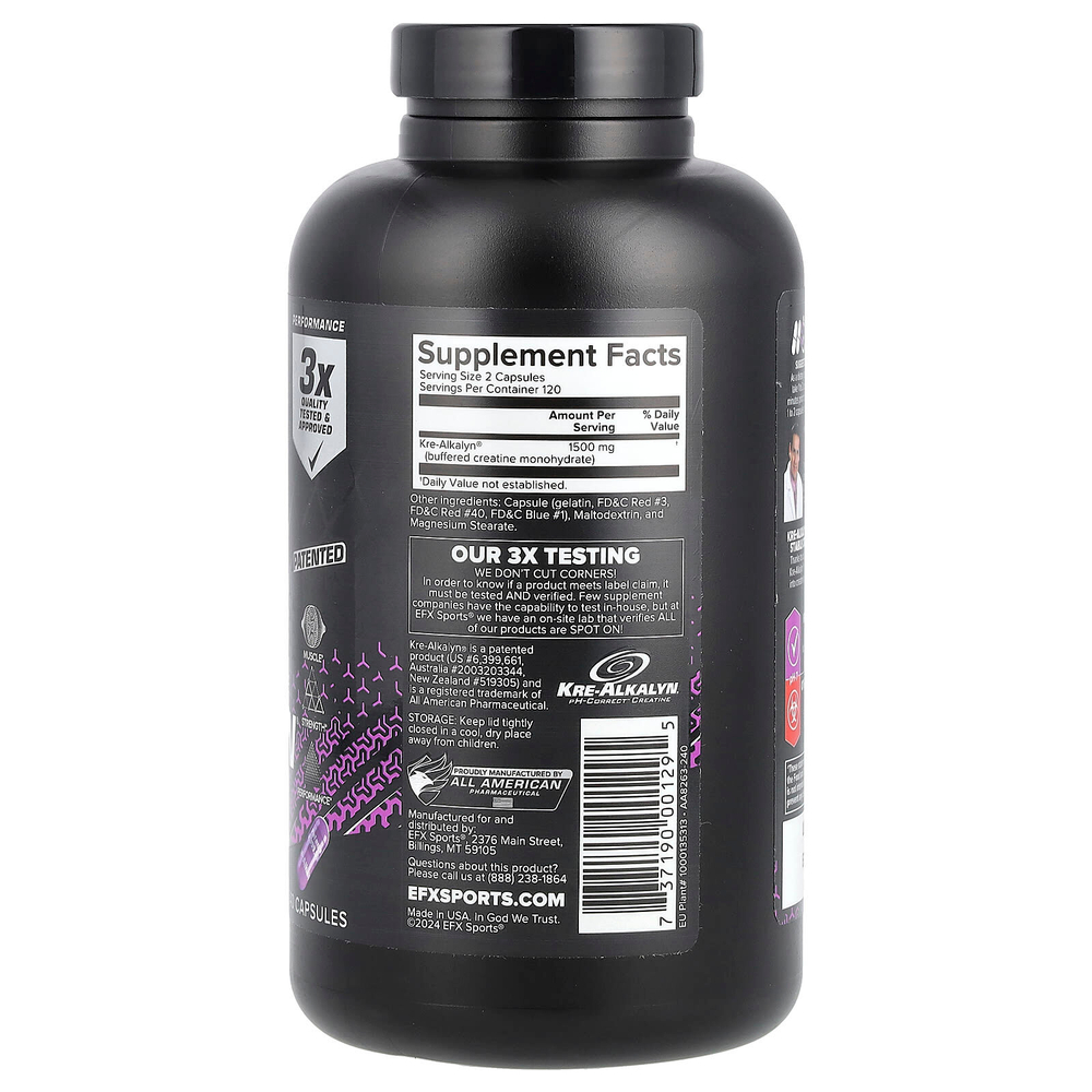 EFX Sports, Kre-Alkalyn EFX, 1500 мг, 240 капсул (750 мг на капсулу)