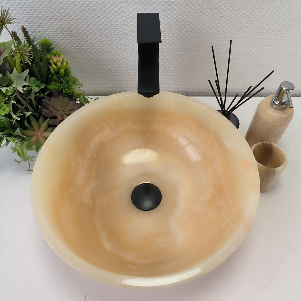 Каменная раковина из оникса Bowl Yellow Small TinLip BO-02891 (40*40*15) 140
