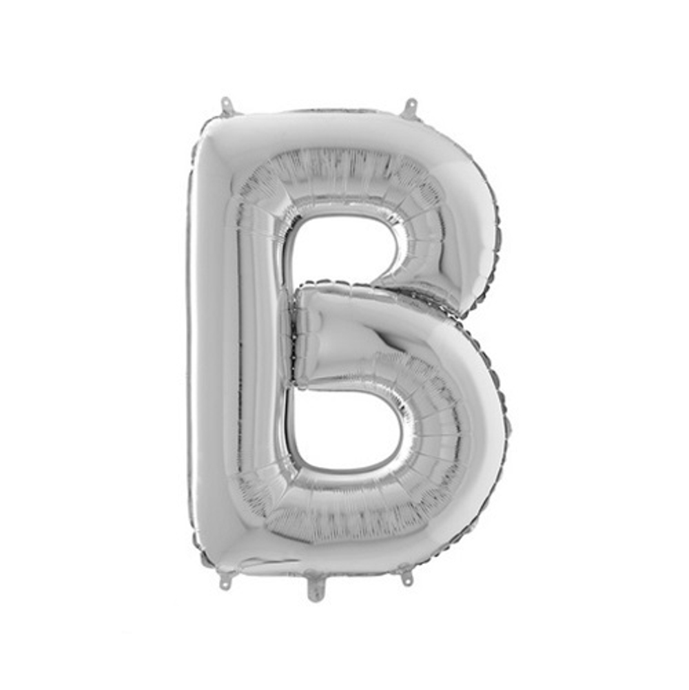 К 14"/36 см Мини-буква Серебро "B" (надут воздухом, не летает)