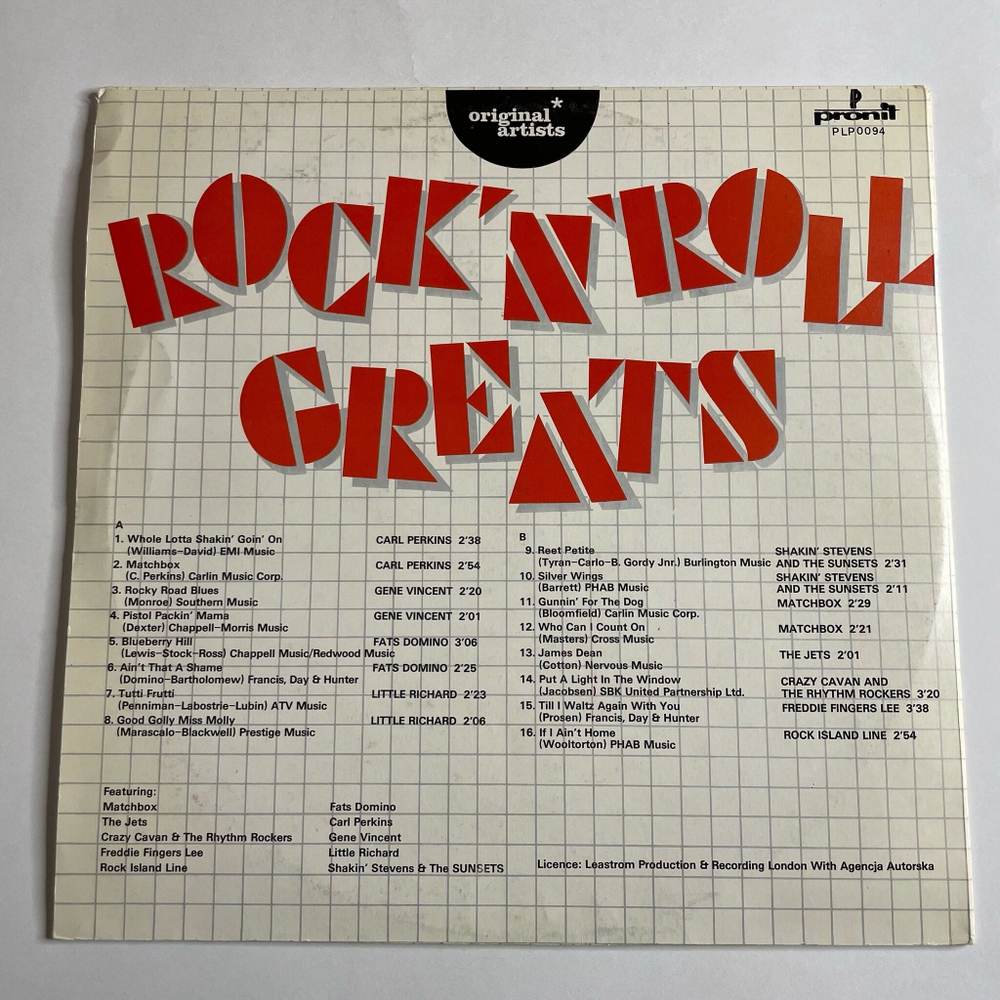 Винтажная виниловая пластинка LP Rock N Roll Greats (Польша 1977) (Carl Perkins, Little Richard, Fats Domino)