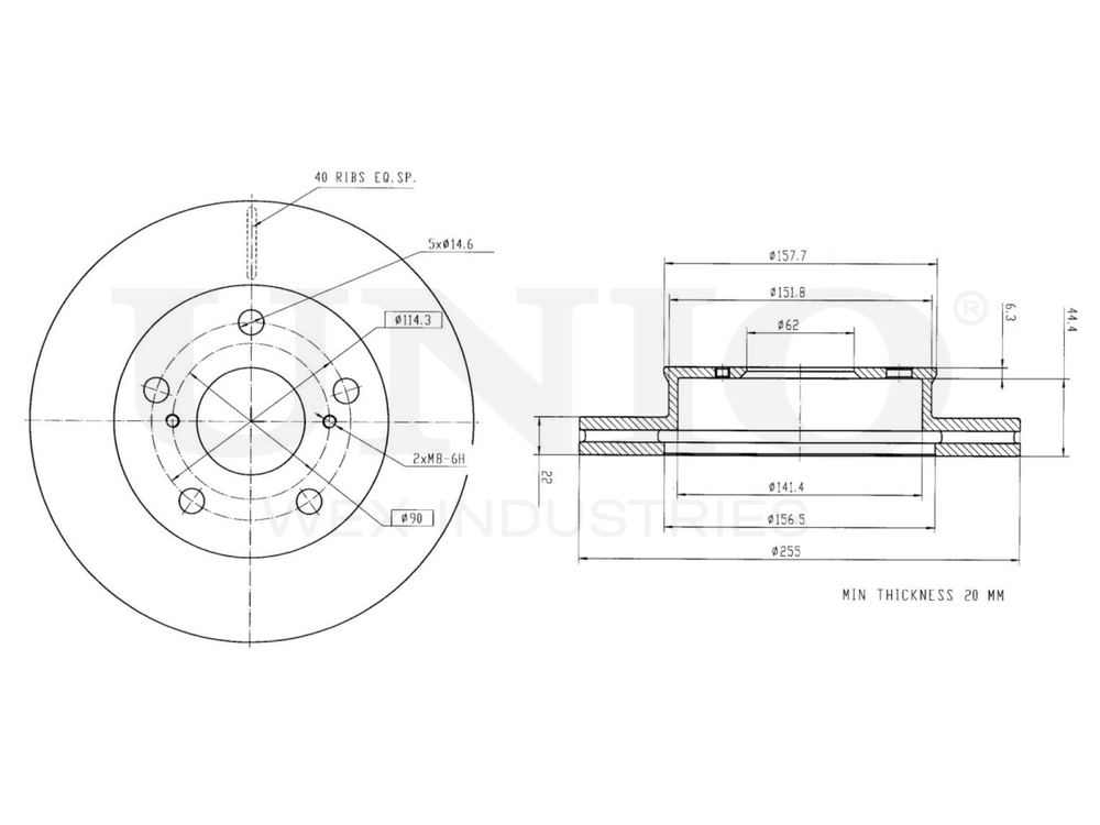 Диск тормозной передний UNIO BRD-20200
