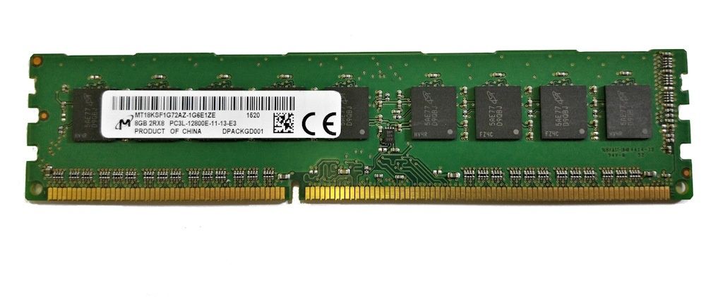 Модуль памяти MICRON MT18KSF1G72AZ-1G6E1ZE 8GB (1X8GB)1600MHZ PC3L-12800E CL11 ECC UDIMM Unbuffered DUAL RANK DDR3