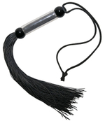 Чёрная мини-плетка с железной ручкой - 26 см.
