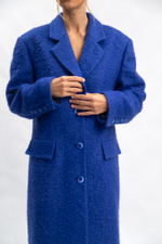 Пальто однобортное букле, карманы клапаны