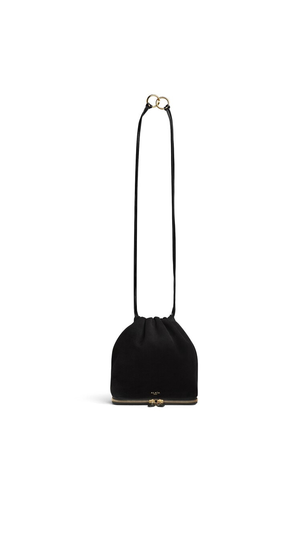 ALAÏA СУМКА LE POCHON ИЗ ЗАМШИ, ЧЕРНЫЙ