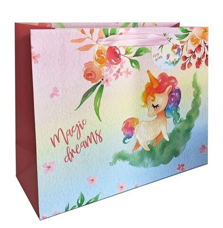 Пакет подар. бумажн. 26*32*12 см 210 гр/м2 Кinder. Волшебные единороги, мат.лам