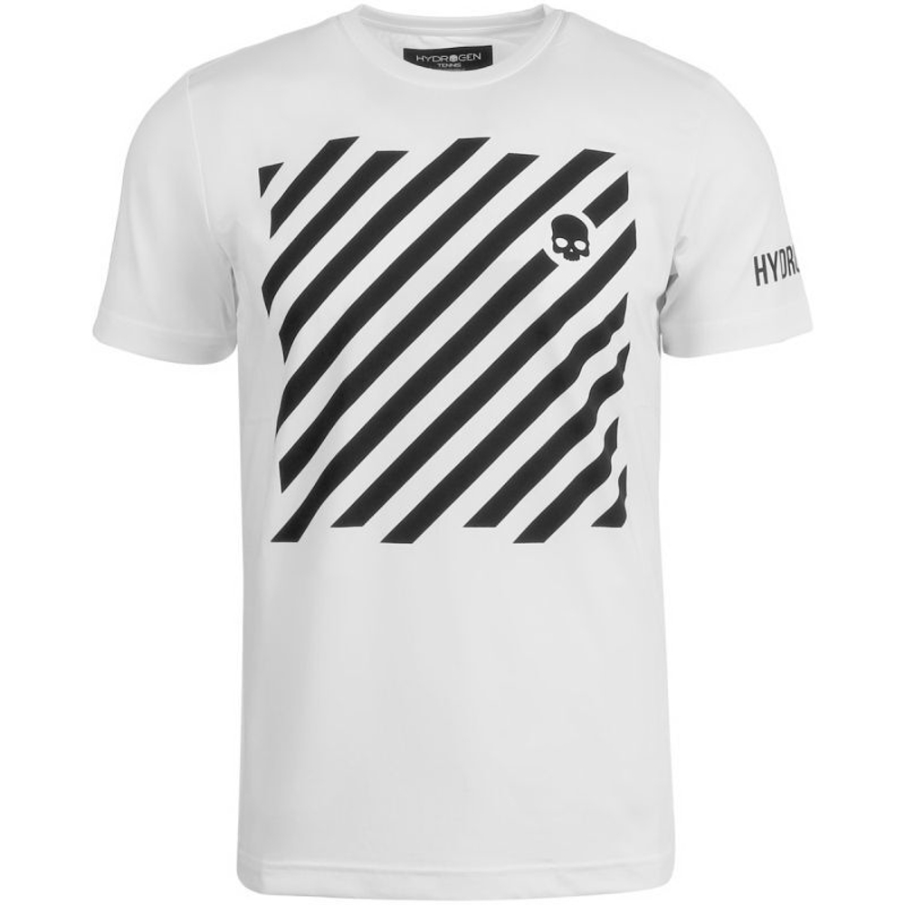 Мужская теннисная футболка Hydrogen Tech Optical Tee Man - white/black