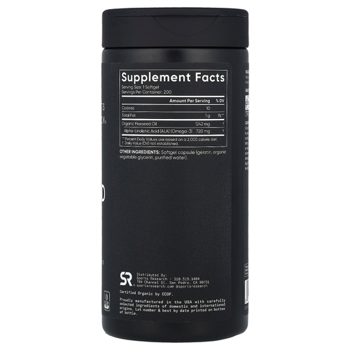 Sports Research, Льняное масло, 200 мягких таблеток