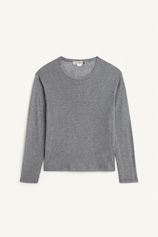 ZARA ЛОНГСЛИВ СВОБОДНОГО КРОЯ, СЕРЫЙ МЕЛАНЖ