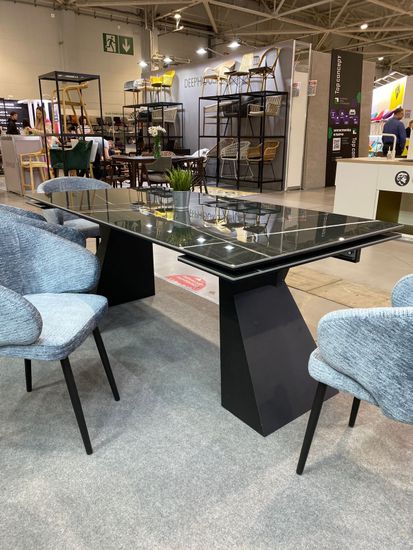 Стол БОГАРТ 200 TITANIUM BLACK PULIDO, керамика / Черный