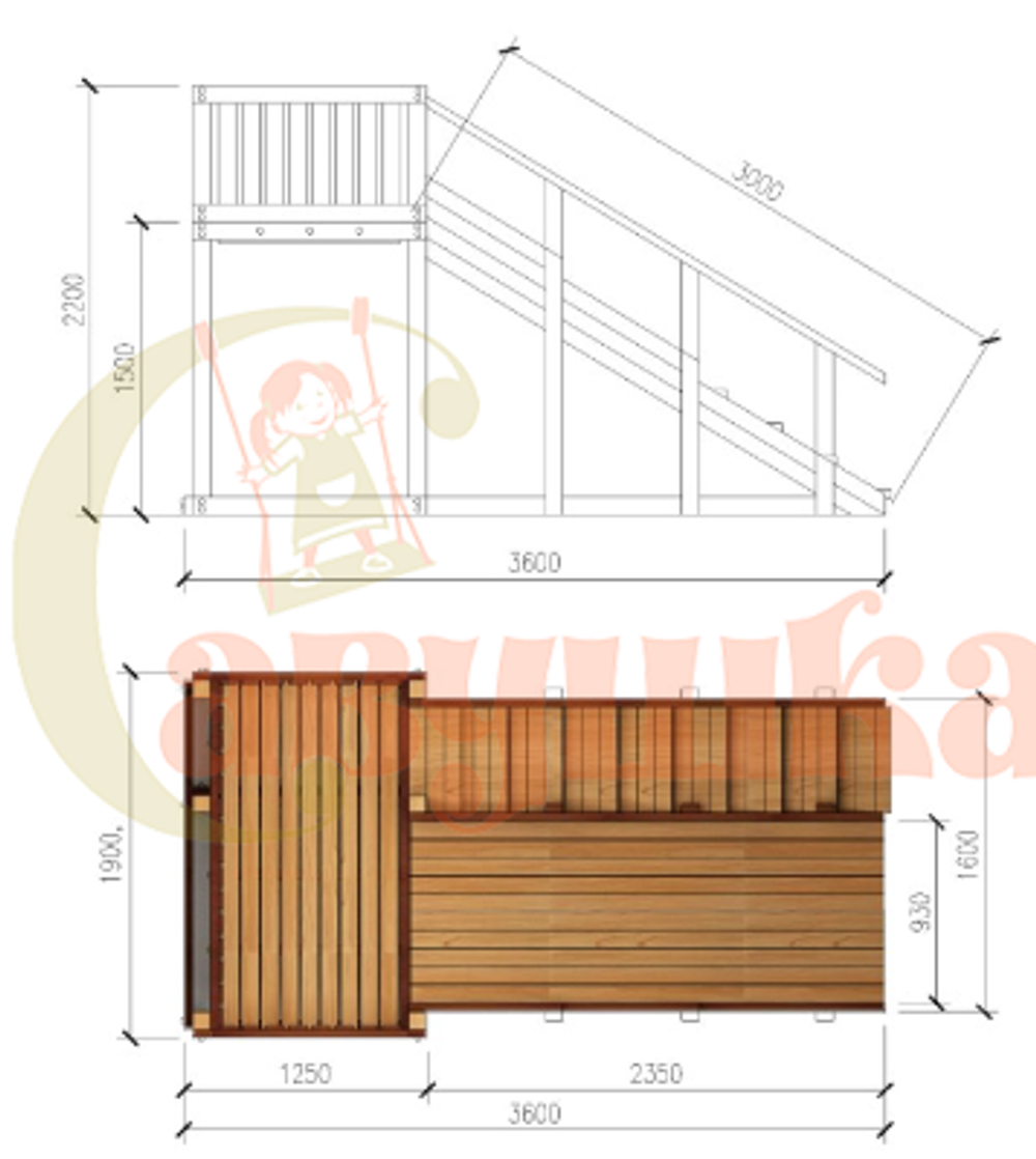 Зимняя деревянная горка