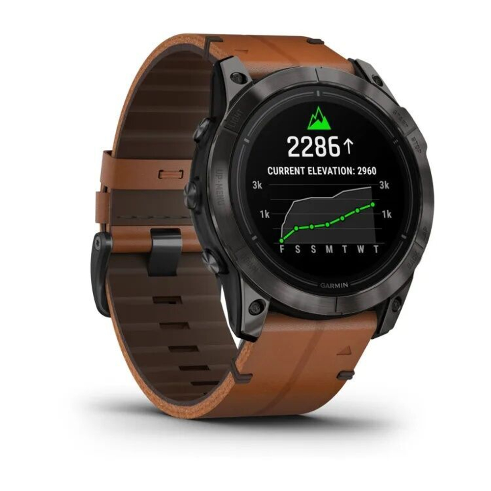 Умные часы Garmin Epix Pro Gen 2 Sapphire Edition 51 мм - Carbon Gray DLC Titanium With Chestnut Leather Band