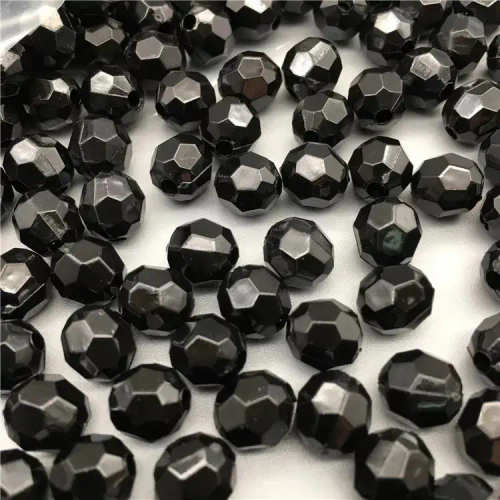 Акриловые бусины шарик граненый 8/10 мм, цвет: Черный, уп/500 гр