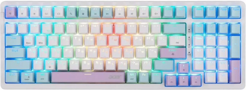 Клавиатура Acer OKW304 механическая белый USB Multimedia for gamer LED (ZL.KBDCC.01V)
