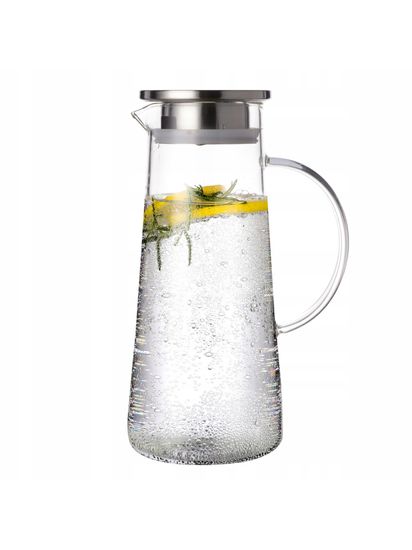 Графин стеклянный 1200 мл. с ручкой Kamille KM 9033 с крышкой из нержавеющей стали