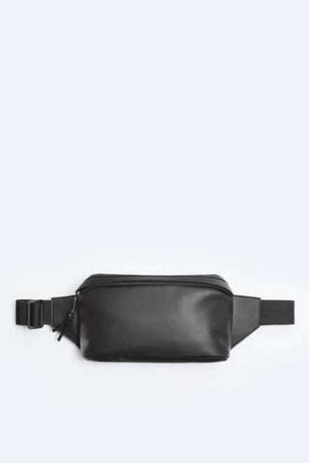 ZARA МЯГКАЯ ОДНОТОННАЯ ПОЯСНАЯ СУМКА, ЧЕРНЫЙ