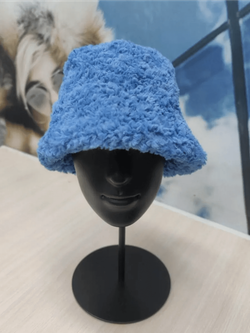 Панама меховая тёплая зимняя, синяя, SilverFox