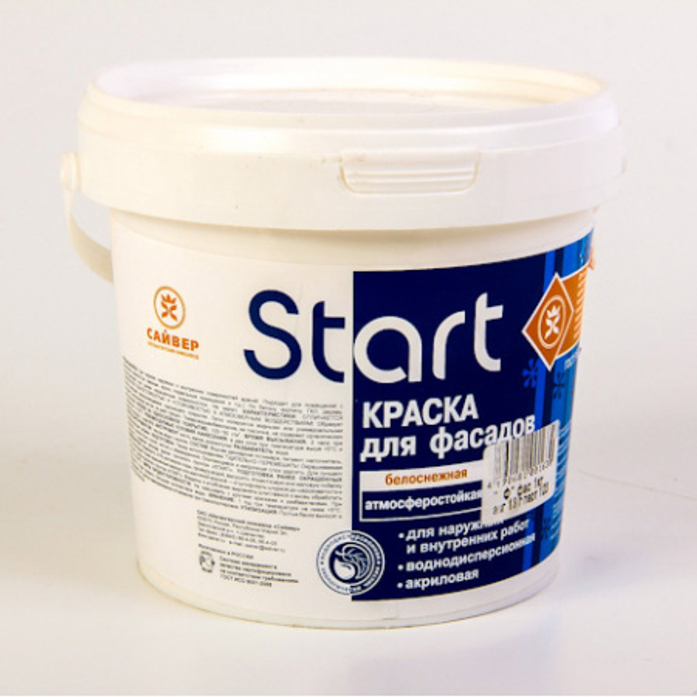 СТАРТ Краска для ФАСАДОВ ( 3,0кг) белоснежная Сайвер