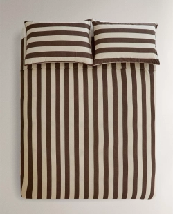 ZARA HOME ПОДОДЕЯЛЬНИК ИЗ ВАРЕНОГО ХЛОПКА, КОРИЧНЕВЫЙ