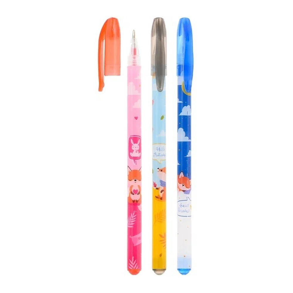 Ручка гелевая, Basir, цветные чернила, серия "Лисята", ароматизированная с блёстками, 60 шт