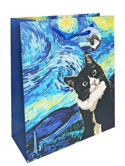 Пакет подар. бумажн. 18*23*10 см 210 гр/м2 В стиле Ван Гога. Звезды, мат.лам