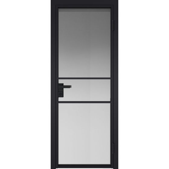 Межкомнатная дверь алюминиевая Profil Doors 2AG чёрная матовая RAL9005 остеклённая