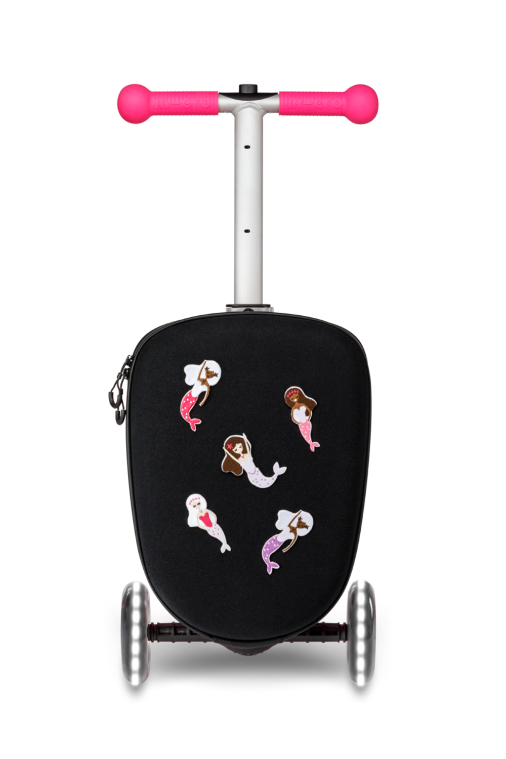 Чемокат Micro Luggage Junior LED розовый с наклейками