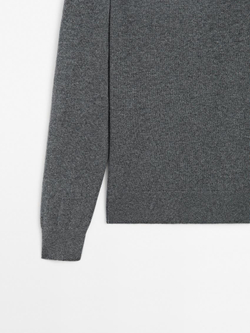 Massimo Dutti Свитер из 100% кашемира с воротником-поло, серый меланж