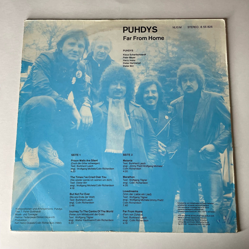 Винтажная виниловая пластинка LP Puhdys Пудис Far From Home (ГДР 1981)