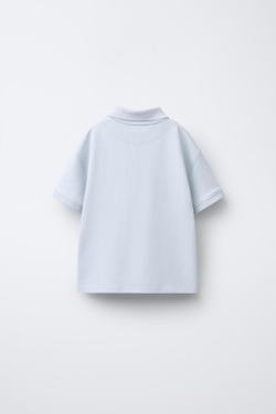 ZARA БАЗОВОЕ ОДНОТОННОЕ ПОЛО, ГОЛУБОЙ