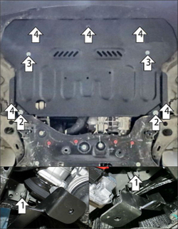 Защита картера двигателя, КПП. 1,5 мм, Сталь. для Geely Atlas 2024-н.в., Motodor.54207
